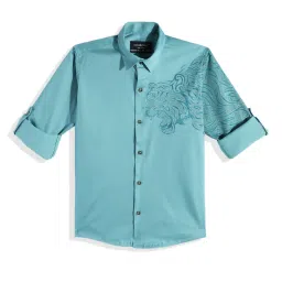 Charchit Boys Sky Blue Comfort Fit Shirt image 2
