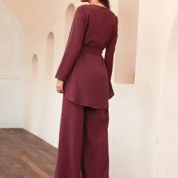 SELVIA Maroon Maxi Co-Ord Set image 2