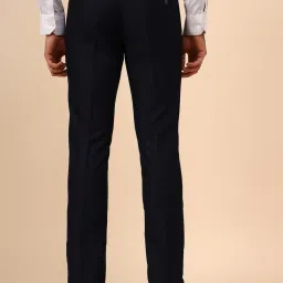 Cantabil Navy Blue Regular Fit Self Design Trousers image 2