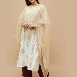 Melange By Lifestyle Beige Embroidered Dupatta-image-96