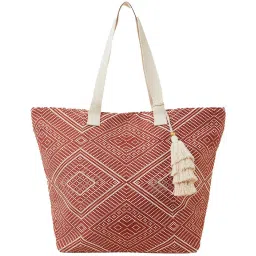 Accessorize London Red & White Embroidered Tote Handbag image 2