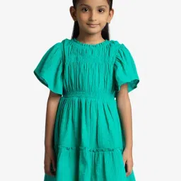 Ed-A-Mamma Girls Green Cotton  Casual Dress-image-32