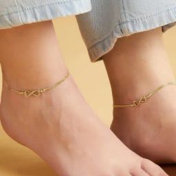 Zavya 92.5 Sterling Silver Gilded Infinity Duo Pair of Anklet for Women-picture-10