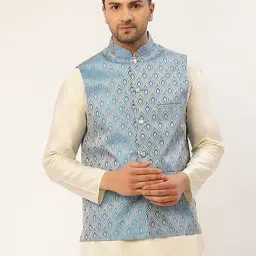 Jompers Sky Regular Fit Self Pattern Nehru Jacket-picture-13