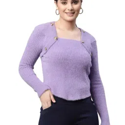 Global Republic Purple Square Neck Pullover-image-2
