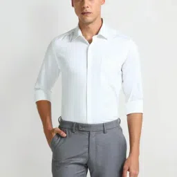 Arrow White Slim Fit Texture Shirt-image-42