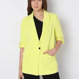 Vero Moda Yellow Regular Fit Blazer-image-8