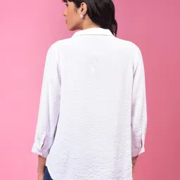 Crimsoune Club White Blended Textured Top image 2