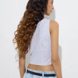 nuon women Nuon by Westside White Stripe Printed Cotton-Blend Top image 2