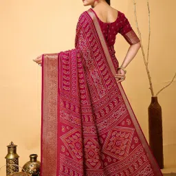 Saree Mall Pink Silk Self Saree with Blouse Piece image 2