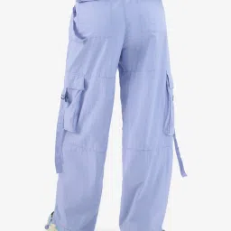 The Souled Store Lavender Cotton Relaxed Fit Cargo Pants image 2