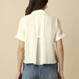 Allen Solly Beige Cotton Regular Fit Self Pattern Top image 2