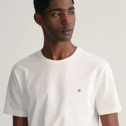 GANT White Regular Fit Solid T-Shirt image 4