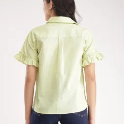Fablestreet Light Green Cotton Relaxed Fit Shirt image 2