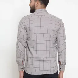 Jainish Grey Cotton Regular Fit Checks Shirt image 2