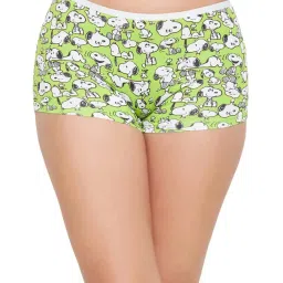 Clovia Green & Yellow Cotton Printed Boyshorts Panties - Pack Of 3 image 2