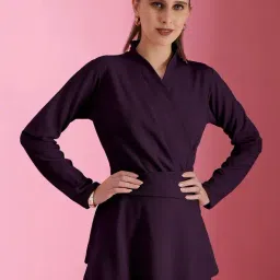 SELVIA Dark Purple Regular Fit Top-image-15