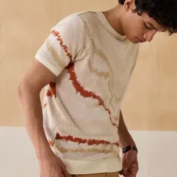 Andamen Beige Cotton Regular Fit Printed T-Shirt image 4