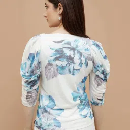 Code By Lifestyle Off White Regular Fit Floral Print Top image 2