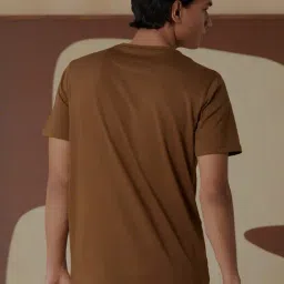 ANDAMEN Brown Regular Fit Printed Cotton Crew T-Shirt image 2