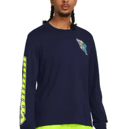 Under Armour Blue Cotton Slim Fit Printed Sports T-Shirt-picture-27
