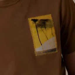 ANDAMEN Brown Regular Fit Printed Cotton Crew T-Shirt image 4