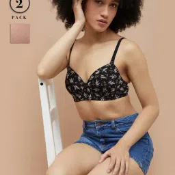 Ginger By Lifestyle Black Floral Print Bra-image-75