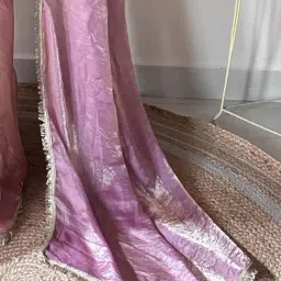 Saree Mall Mauve Organza Embellished Saree with Blouse Piece image 5