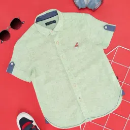 Pantaloons Junior Kids Ice Green Self Pattern Shirt-image-16