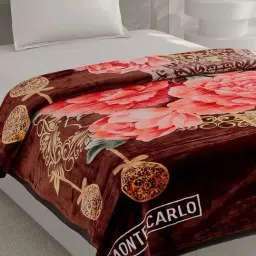 Monte Carlo Chocolate Brown Polyester Printed Single Bed Winter Blanket Relation Plus 1 Ply Super Soft-picture-46