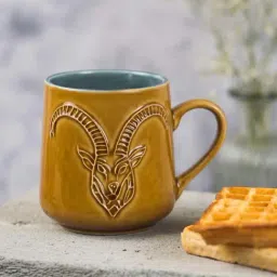 Fabindia Rashi Yellow Ceramic Capricorn Coffee Mug (330 ML)-picture-39
