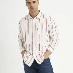 Levi's White Slim Fit Striped Shirt-image-28