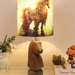 Homesake Multicolor Wood Chess Bedside Table Desk Lamp with Shade-picture-41