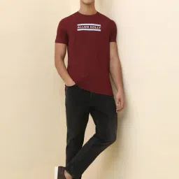 Allen Solly Maroon Cotton Regular Fit Logo Printed T-Shirt image 5