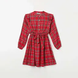 Fame Forever by Lifestyle Kids Red Chequered Full Sleeves Dress-picture-39