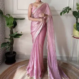 Saree Mall Mauve Organza Embellished Saree with Blouse Piece-picture-40