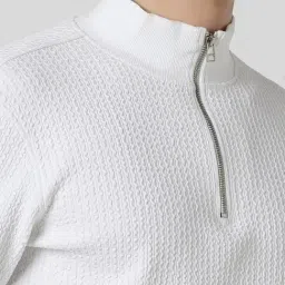 Van Heusen White Regular fit Self Casual Sweatshirt image 4