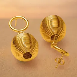 Rubans Voguish Stainless Steel 18K Gold Plated Circular Drop Earrings image 3