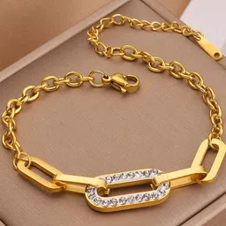 Arzonai Women White & Gold-Plated Wraparound Stainless Steel Bracelet-picture-20