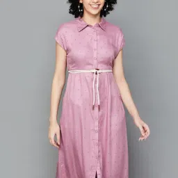 Fame Forever by Lifestyle Pink Self Design Shirt Dress-picture-21