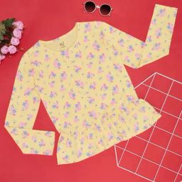 YU by Pantaloons Kids Yellow Floral Print Full Sleeves Top-picture-46