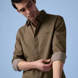 ANDAMEN Brown Slim Fit Shirt-image-85