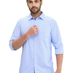 Parx Blue Slim Fit Printed Shirt-picture-16