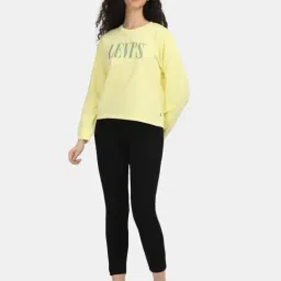 Levi's Yellow Cotton Relaxed Fit Logo Printed Sweatshirt image 3