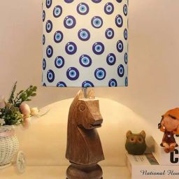 Homesake Multicolor Wood Chess Bedside Table Desk Lamp with Shade-picture-47