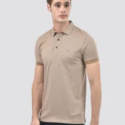 IZOD Beige Slim Fit Self Pattern Polo T-Shirt image 3