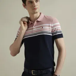 Louis Philippe Sport Multi Cotton Slim Fit Striped Polo T-Shirt-image-14