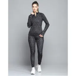 Rock.it Women Printed Black High Neck Full Sleeve Tracksuit-picture-15