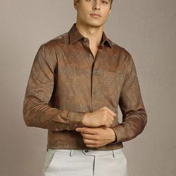 Louis Philippe Men Ethnic Motifs Printed Spread Collar Pure Cotton Formal Shirt-picture-16