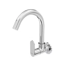 Cera Curve Sink Cock (Wall Mounted) With 150 mm (6 inch) Long Swivel Spout And Wall Flange, F1023251 image 3